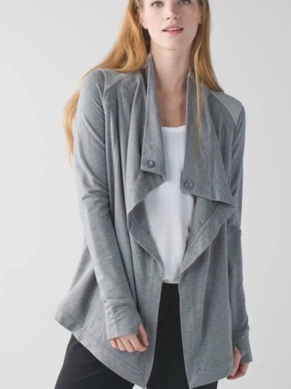 lululemon athletica Gray Draped Open-Front Jacket